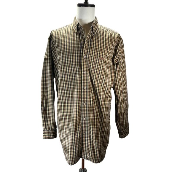 Carhartt Button Down Shirt Chest Pocket Brown Plaid Long Sleeve Collared Size L - Picture 1 of 14